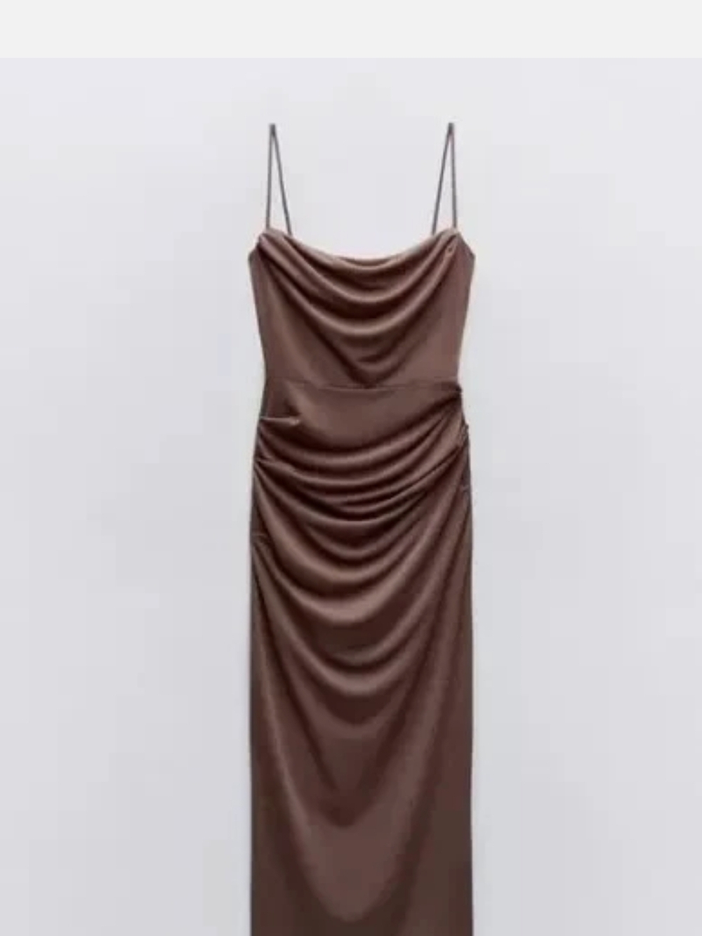 NWOT Zara Mocha Mink Brown Cowl Neck Slip Dress